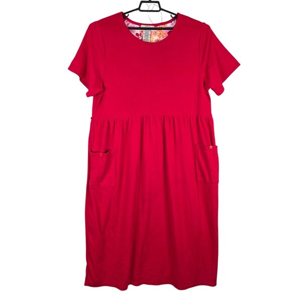 Womens White Stag Red Stretch Dress Short Sleeve Polyester Cotton Blend 16W - Picture 1 of 10